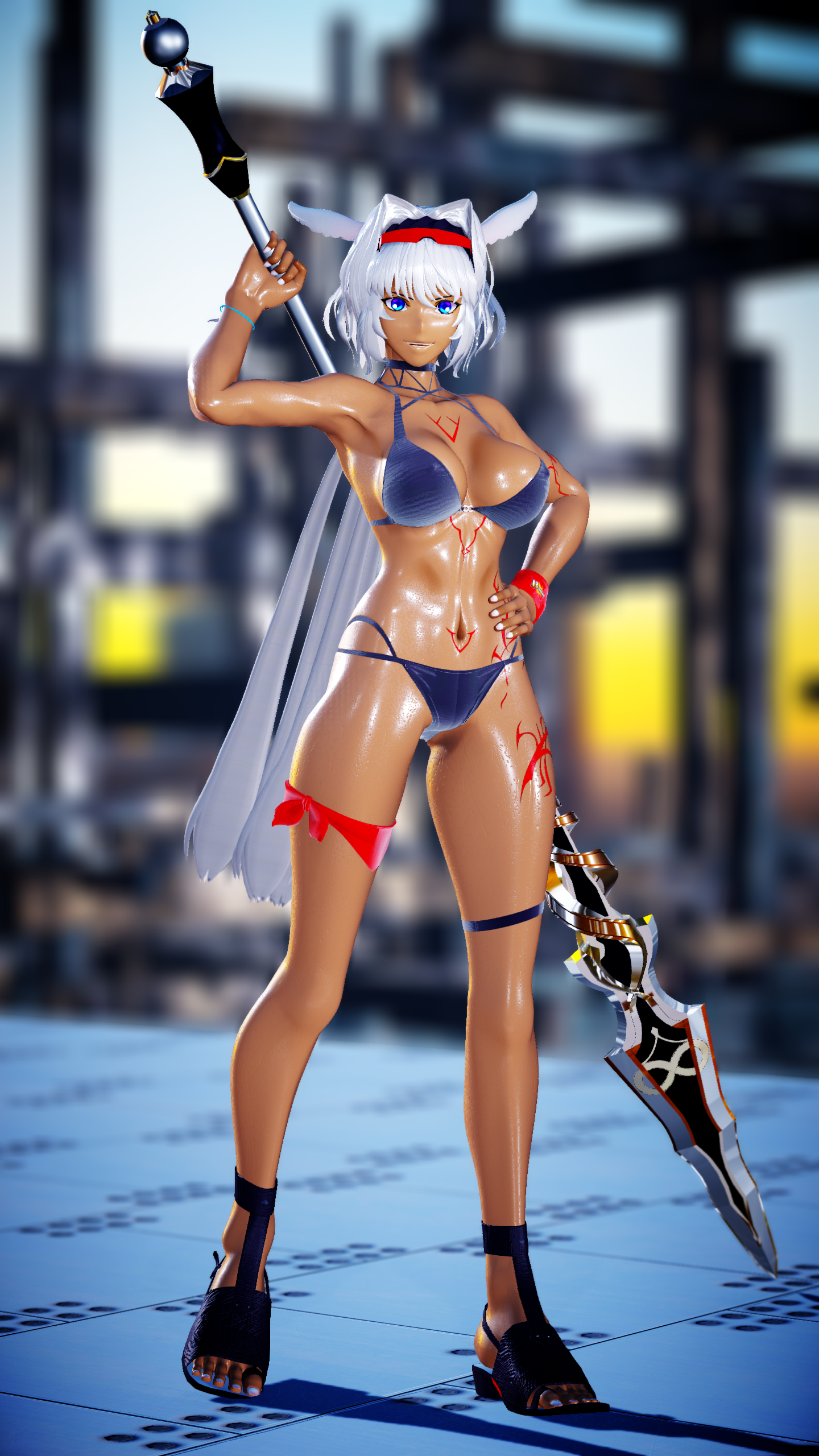 [MMD静画] 槍を持つカイニス (水着カイニス) [Fate/MMD]